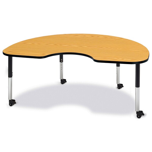 Berries Kidney Activity Table, 48 in. x 72 in., Mobile, Oak/Black/Black
